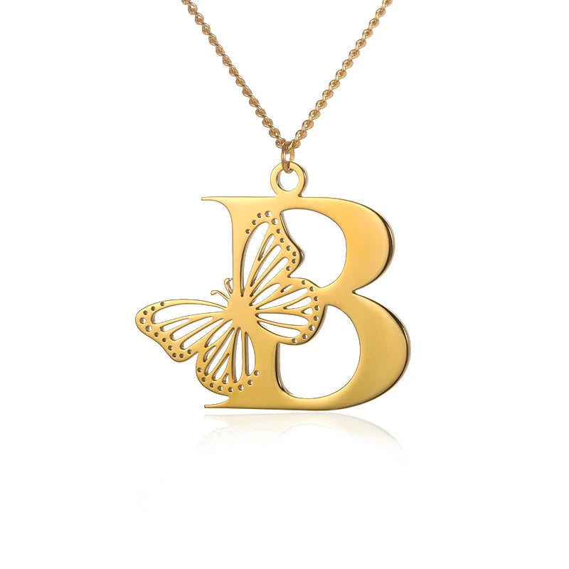 Naszyjnik z literami alfabetu i motylkiem-Bellamore