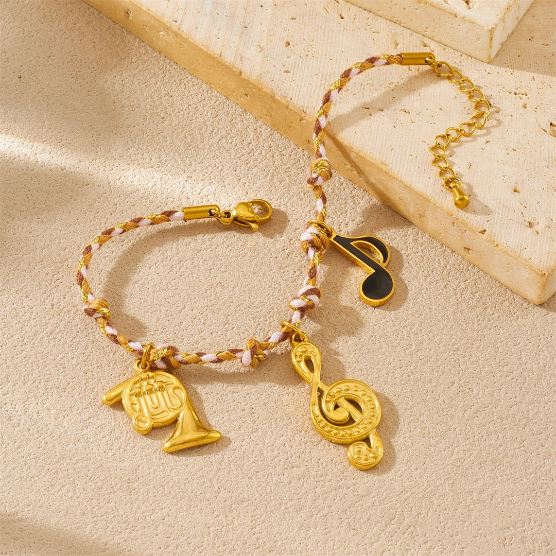 Rzemykowa bransoletka z motywem muzycznym