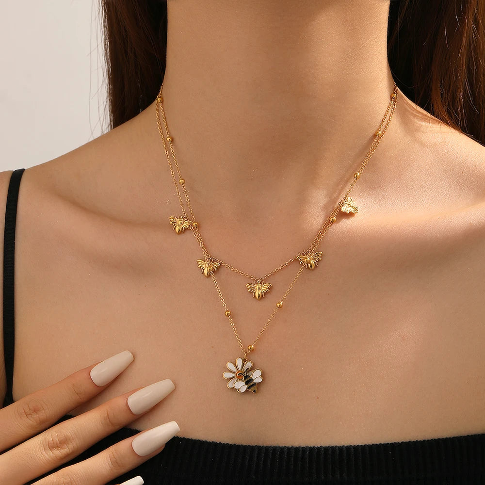 Podwójny naszyjnik z motywem pszczółek