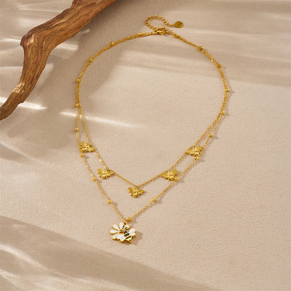 Podwójny naszyjnik z motywem pszczółek