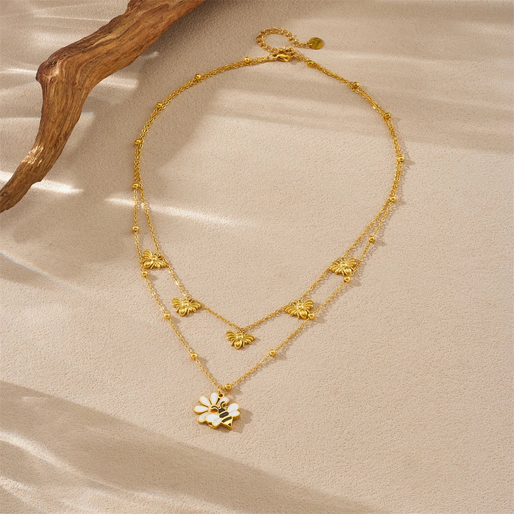 Podwójny naszyjnik z motywem pszczółek