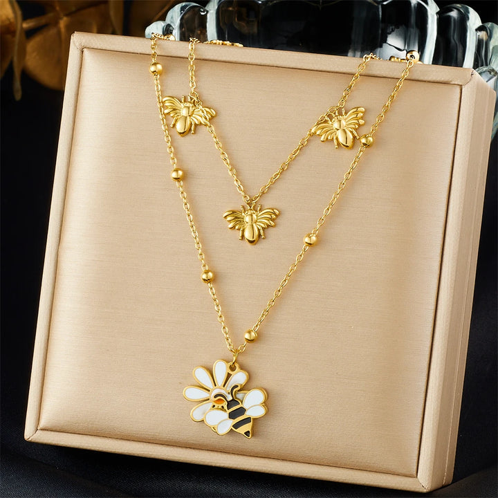 Podwójny naszyjnik z motywem pszczółek