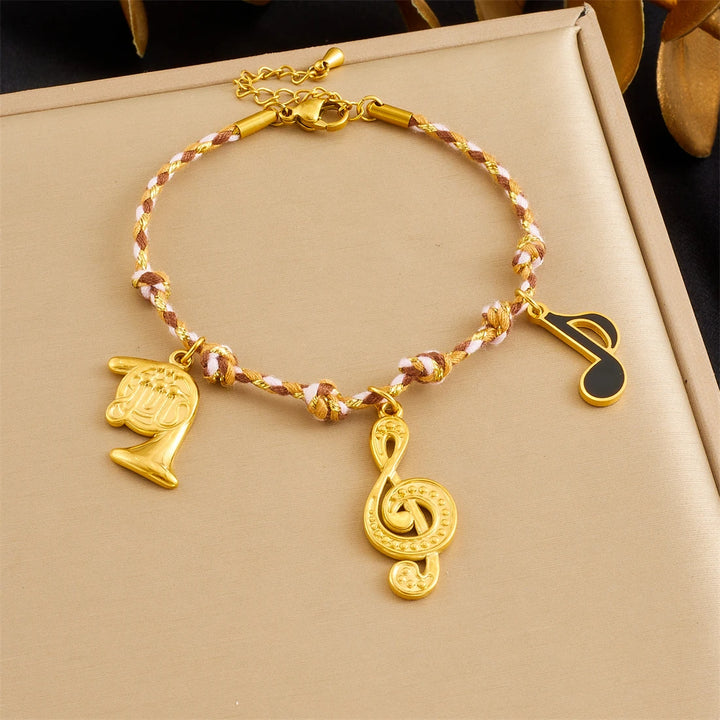 Rzemykowa bransoletka z motywem muzycznym